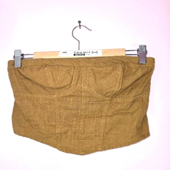 2/$20 Free People Women's Tan strapless Crop-top, size XS - Picture 1 of 8